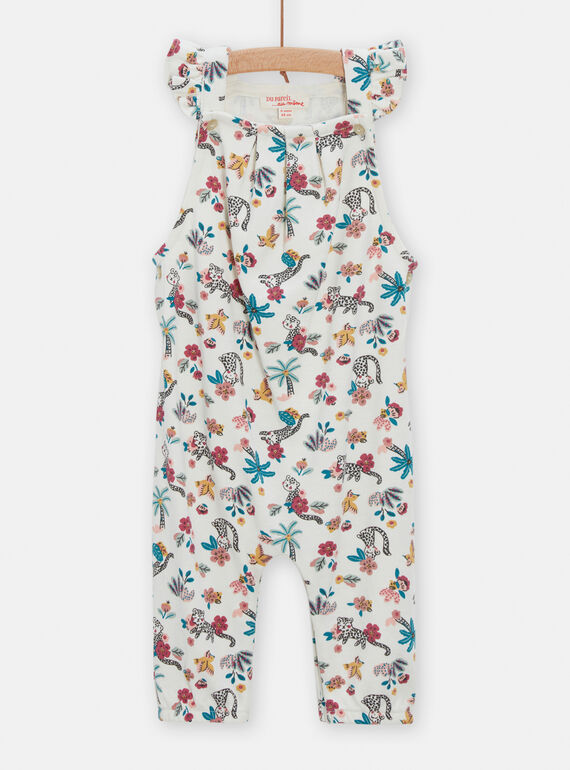 Weißer Overall mit Leoparden- und Blumenmuster für Baby-Mädchen TICRICOMB / 24SG09L1CBL810