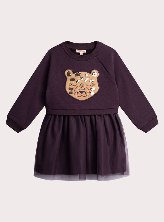 Lila Sweatshirt Kleid mit Tüll für Mädchen  VABAROB3 / 24W901Q3ROB718
