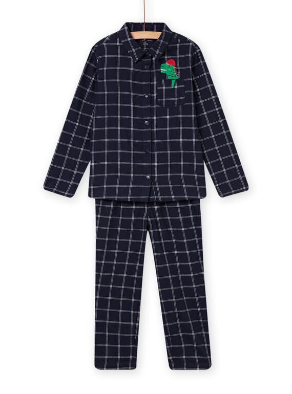 Kind Junge Weihnachten Dinosaurier kariert Pyjama-Set NEGOPYJFLA / 22SH12GAPYJ705