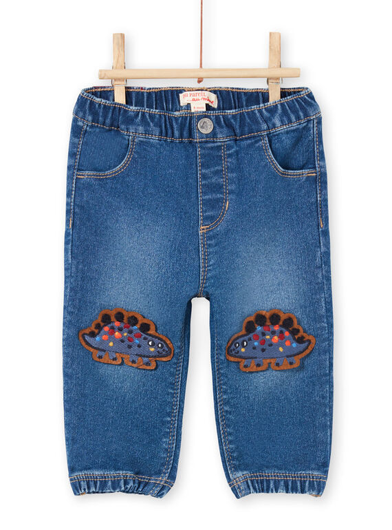 Blaue Baby-Jeans mit Dinosaurier-Aufnähern MUPAJEAN / 21WG10H1JEAP274