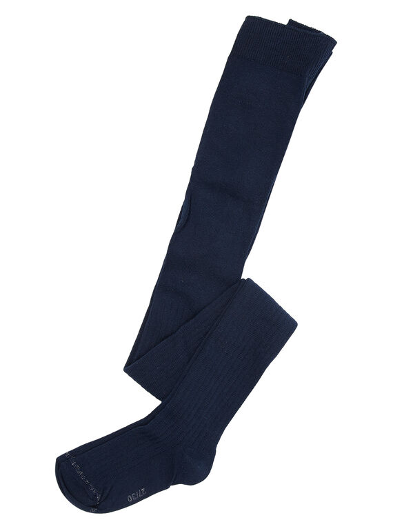 Marineblaue gerippte Baumwollstrumpfhose für Mädchen JYAESCOL1 / 20SI0163COL070