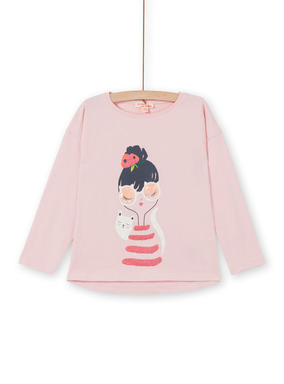 Langarm-T-Shirt mit Katze und kleinem Mädchen Druck LAROUTEE1 / 21S901K1TMLD326