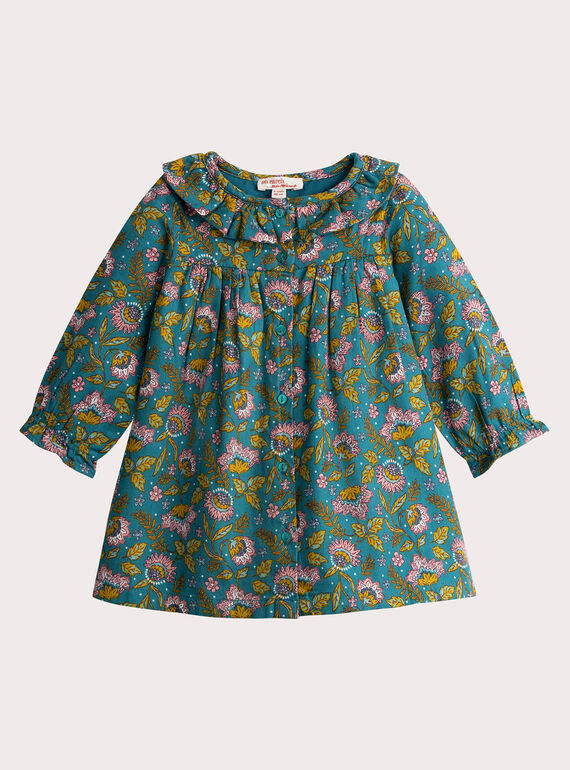 Dunkel Türkis Kleid mit langen Ärmeln für Baby Mädchen VIKLIROB1 / 24WG0942ROBC217