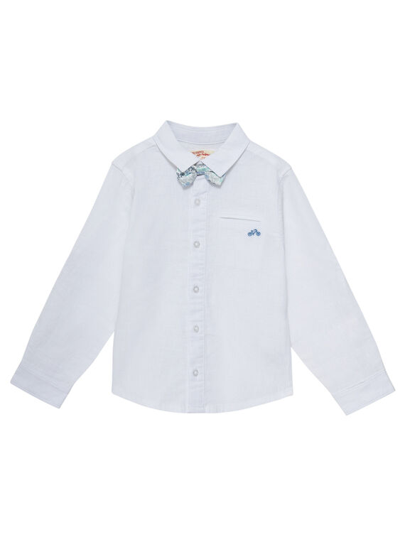 Weißes Leinenhemd für Jungen mit abnehmbarer Fliege JOPOECHEM / 20S902G2CHM000