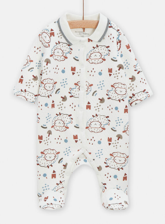 Baby-Jungen-Strampler in Ecru mit Blumenprint VOU1GRE2 / 24WF04C1GRE001