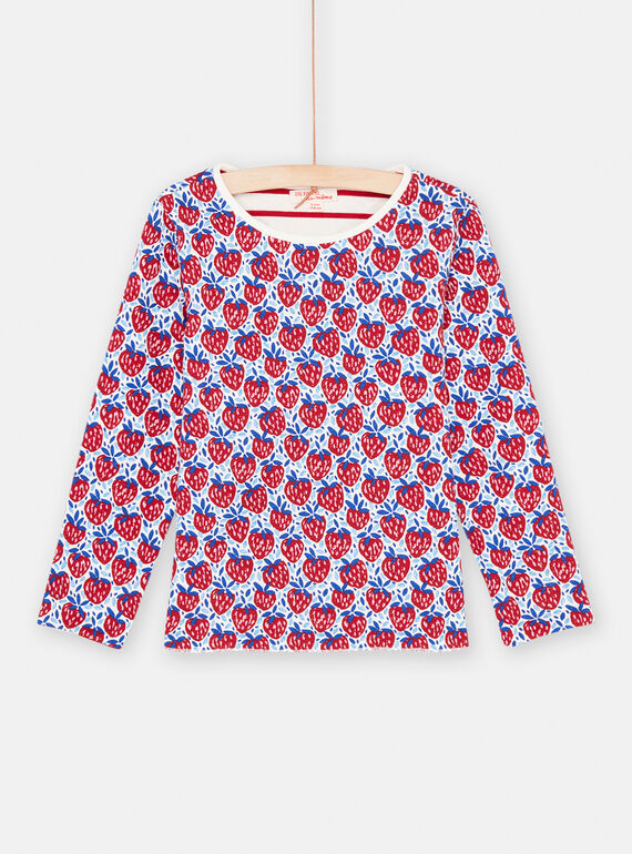 T-Shirt mit ecrufarbenem Hintergrund, wendbar, Mädchen SAFORTEE2 / 23W901K3TML001