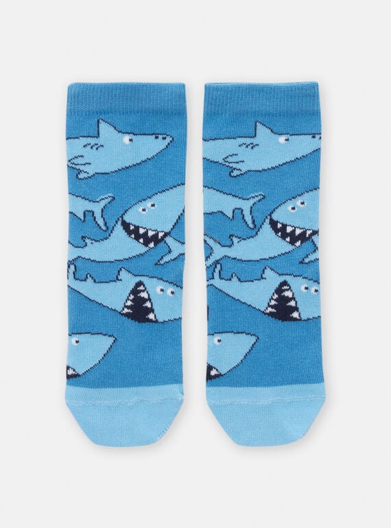 Socken in Horizontblau mit Hai-Print für Jungen TYOJOCHO8 / 24SI0283SOQ216