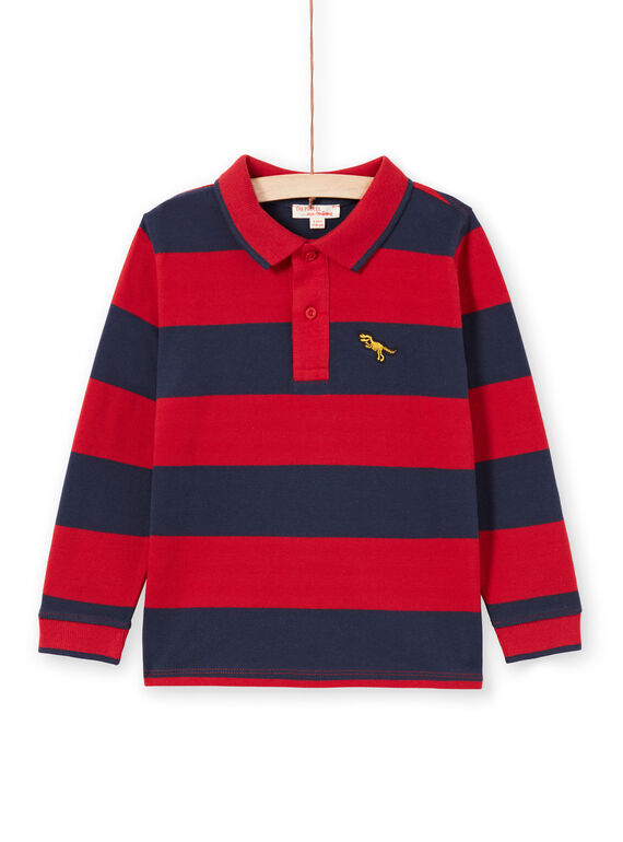 Rot und marineblau gestreiftes Poloshirt für Jungen MOJOPOL6 / 21W90212POL505