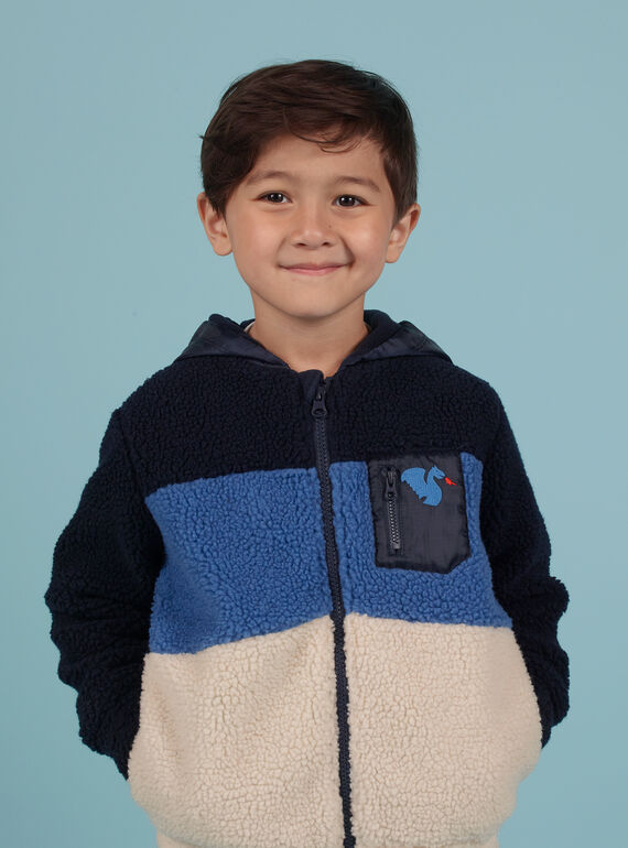 Dreifarbiger Kunstpelz-Kapuzenpullover für Jungen MOPLAGIL / 21W902O1GIL705