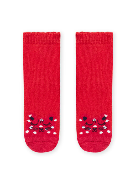 Rote Socken mit Leopardenmuster für Baby Mädchen MYIJOSOQB1 / 21WI0911SOQ511