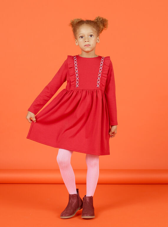 Langärmeliges milano Kleid für Mädchen mit Rüschen MACOMROB3 / 21W901L2ROB408
