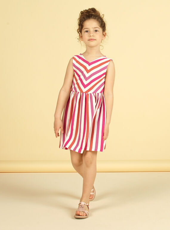 Gestreiftes Kleid für Mädchen LATEROB4 / 21S901V2ROB001