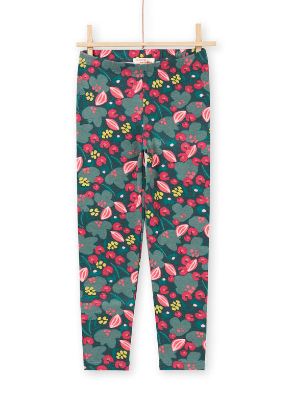 Girl's grün und rosa Blume drucken Leggings MYAKALEG2 / 21WI01I2CALG604