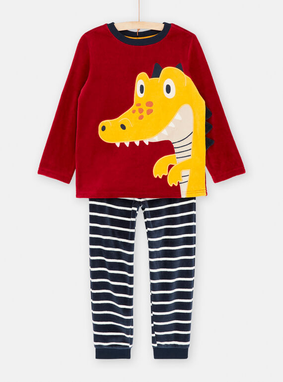 Blau- und bordeauxroter Schlafanzug mit Dinosaurier-Muster, Jungen SEGOPYJDIN / 23WH1245PYJF508