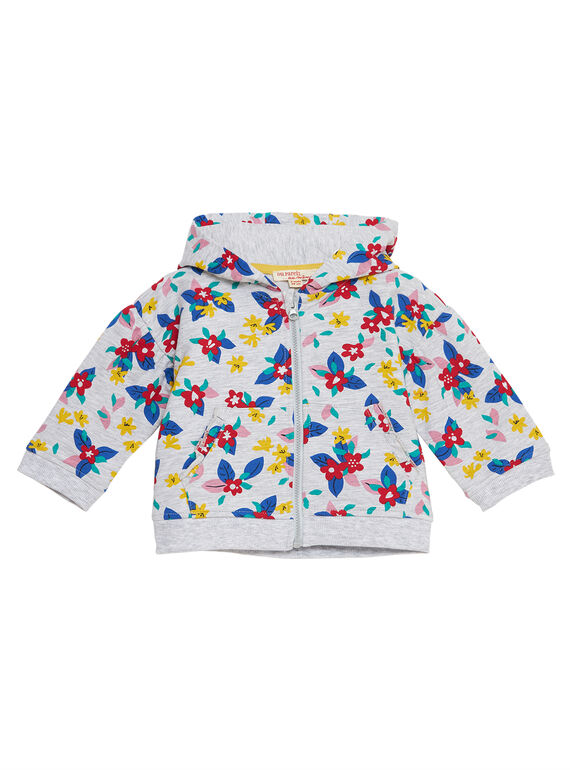 Grau chinierte Baby-Joggingjacke für Mädchen, mit Aufdruck JITROHOJOG / 20SG09F1JGHJ920