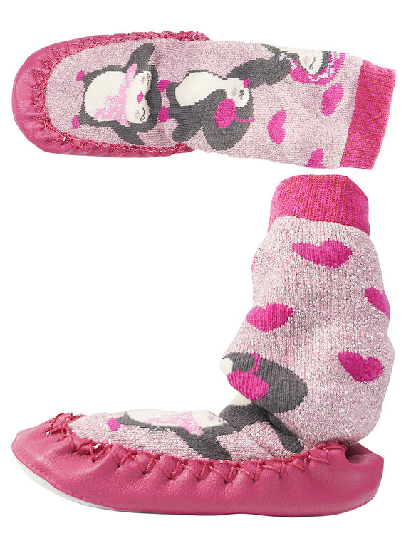Sockenschuhe Lurex rosa Baby Mädchen GBFCCPING / 19WK37Z1D08030