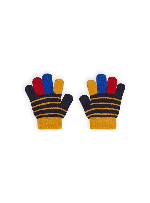 Mehrfarbig gestreifte Strickhandschuhe für Jungen MYOGROGAN1 / 21WI0252GAN705
