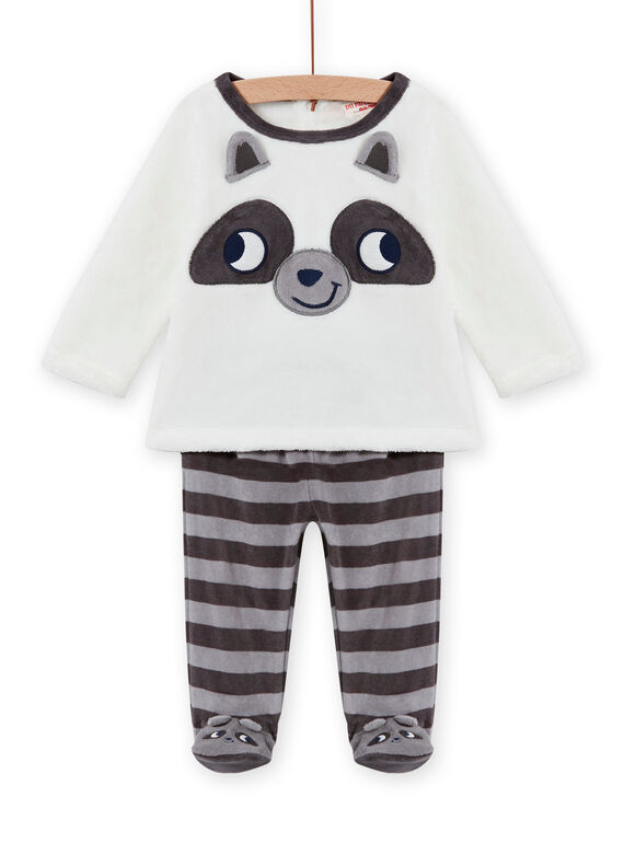 Baby-Jungen-Pyjama-Set mit Waschbär-Motiv und weicher Boa MEGAPYJEUR / 21WH1491PYJ001