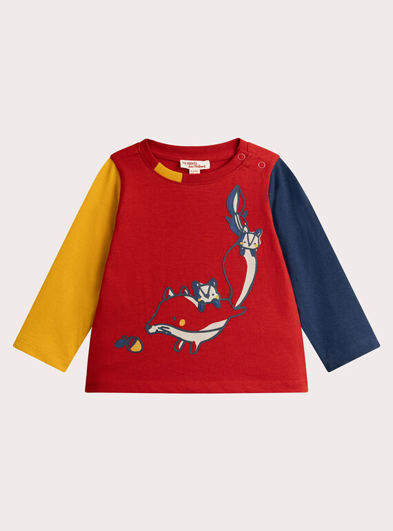 T-Shirt mit langen Ärmeln mit Tieranimation für Baby Jungen  VUROTEE3 / 24WG10P1TML505