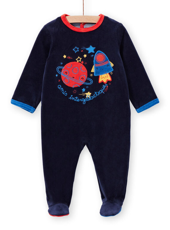 Marineblauer Samt-Schlafanzug für Baby-Jungen mit Weltraum-Motiven LEGAGRESPA / 21SH1452GRE713