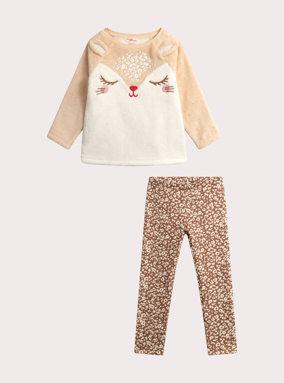 Fleece-Pyjama für Mädchen  VEFAPYJFAW / 24WH1193PYJ003