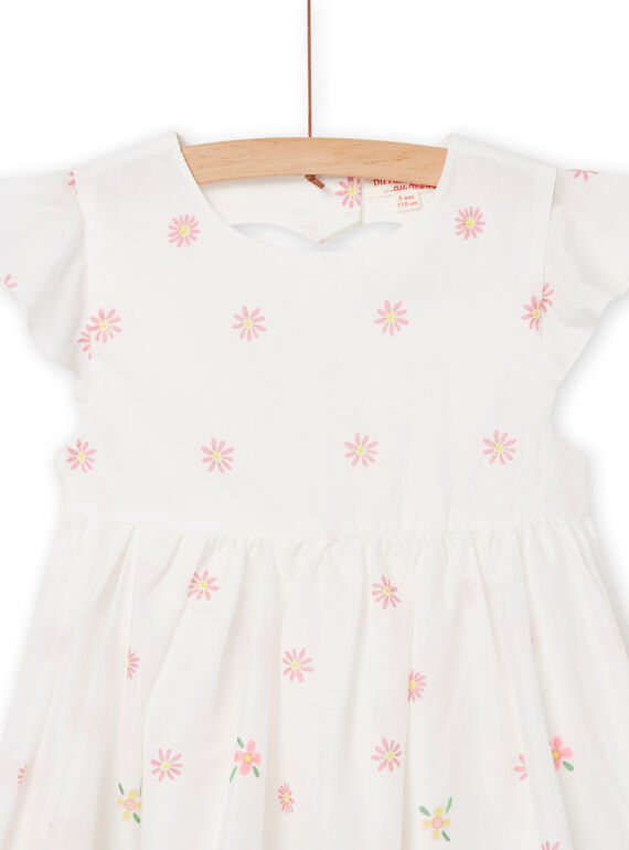 Kind Mädchen Kleid in ecru mit Blumendruck NASOROB4 / 22S901Q1ROB001
