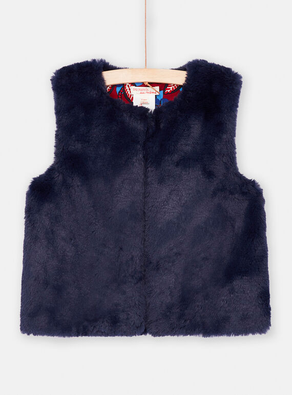Nachtblaue Strickjacke, beidseitig tragbar, Mädchen SAFORCAR1 / 23W901K1CARC205