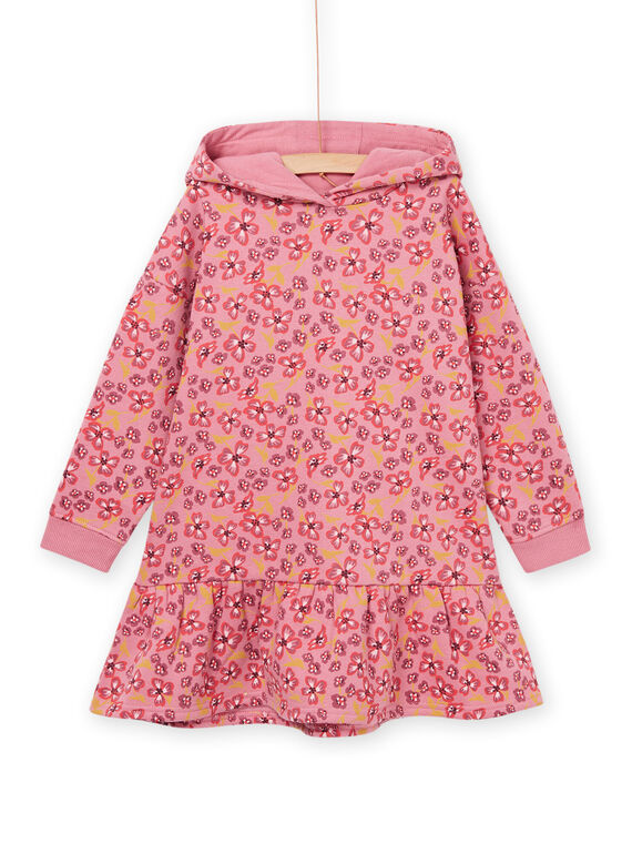 Fleece-Kleid mit Kapuze und Blumenmuster PAPRIROB2 / 22W901P3ROBD318