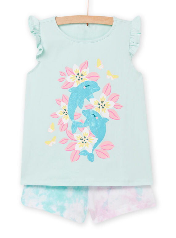 Kind Mädchen Eisblau und Rosa Schlafanzug NEFAPYJDOL / 22SH11H4PYJ219