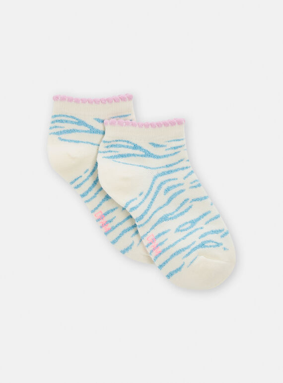 Blaue und grüne Socken mit Streifenmuster für Mädchen TYADECHO / 24SI0187SOQ001