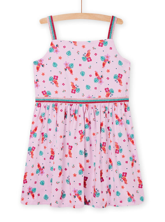 Kind Mädchen Kleid mit Blumen und fliederfarbenen Vogel Druck NAWAROB4 / 22S901V3ROBH700