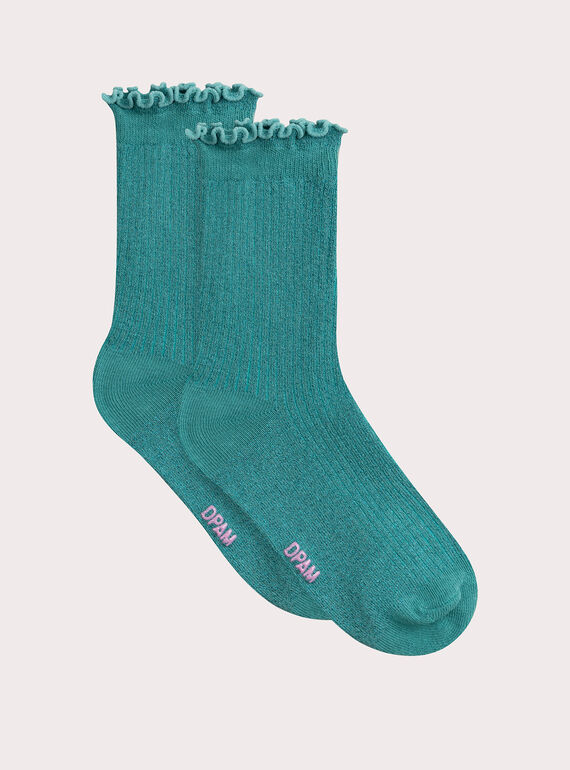 Türkis Pailletten Socken für Mädchen VYAJOSCHO5 / 24WI01H3SOQ215