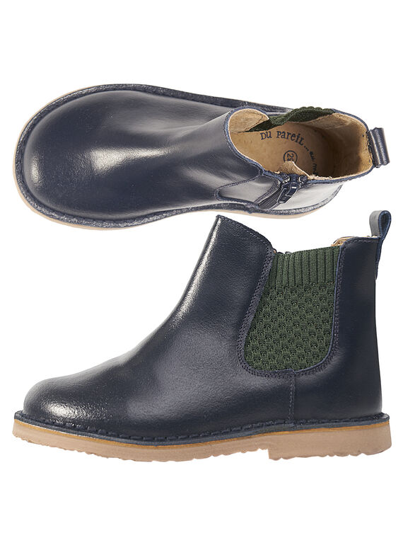 Marineblaue Chelsea-Lederstiefel für Kinder Jungen GGBOOTCHEB / 19WK36X5D0D070