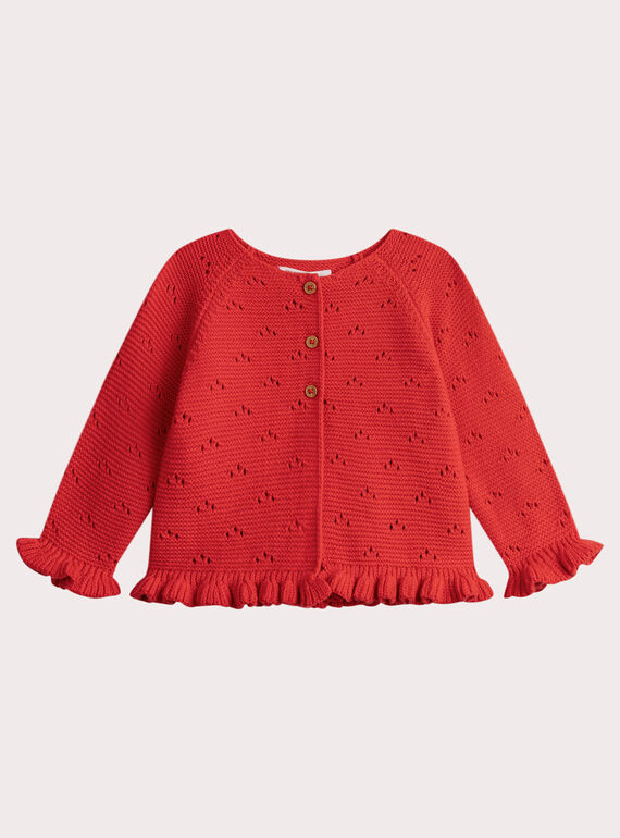 Red cardigan for baby girls WIKACAR / 25SG0932CARF505