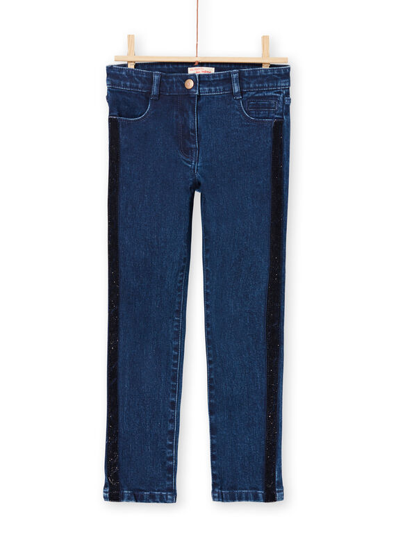 Mädchen-Jeans mit Pailletten-Streifen MATUJEAN / 21W901K1JEAP274
