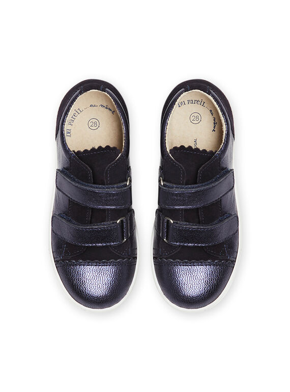 Marineblaue Low-Top-Sneakers für Kind Mädchen mit irisierendem Effekt MABASVEL / 21XK3554D3F070