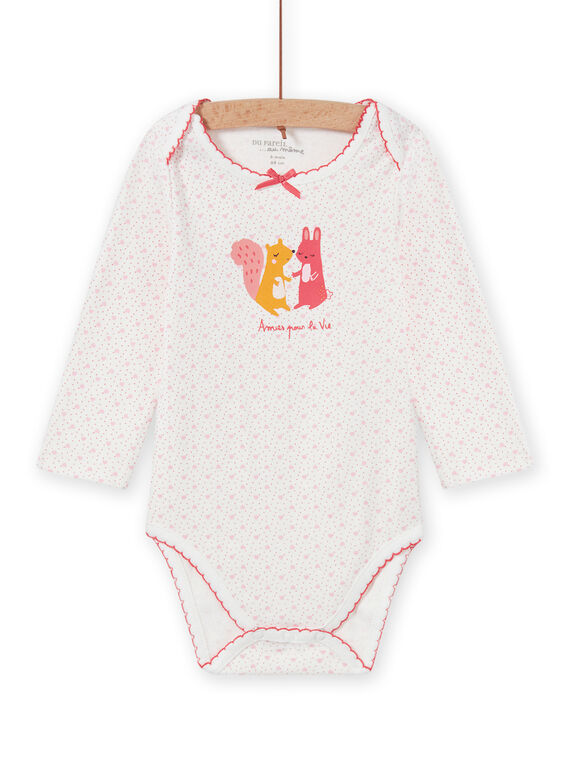Weißer Baby-Mädchen-Bodysuit mit Tierprint MEFIBODAMI / 21WH13C5BDL001