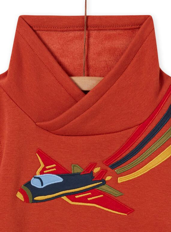 Oranges Sweatshirt für Jungen mit Flugzeugmotiv MOCOSWE / 21W902L1SWE408