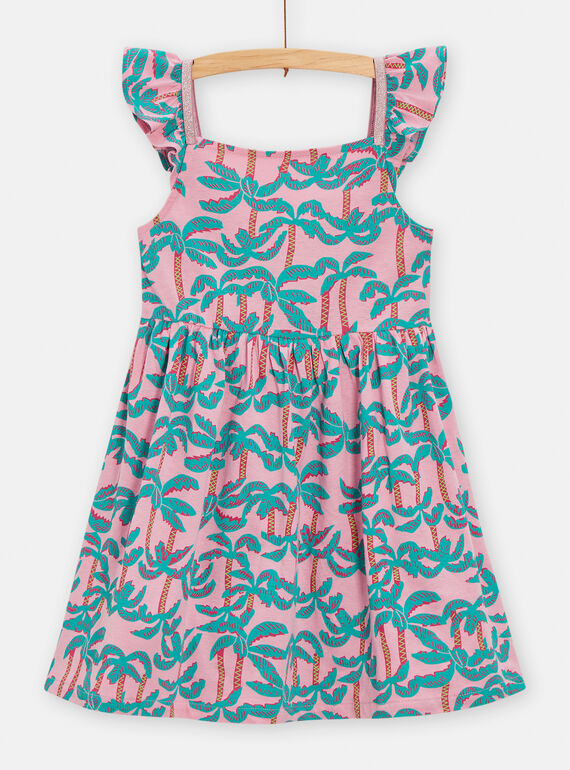 Kleid mit Palmenprint für Mädchen in Rosa TAPLAROB3 / 24S901S3ROB318