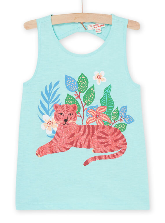 Türkisfarbenes Tank-Top mit Tiger-Print RABALDEB / 23S901W1DEBC215