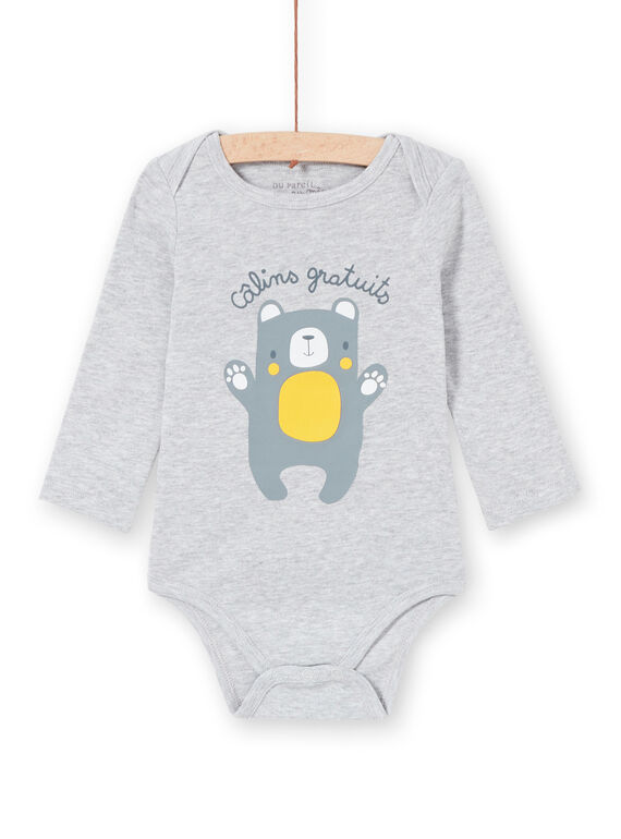 Langarm-Body für Jungen mit grauen Streifen und Teddybär LEGABODCAL / 21SH142BBDLJ922