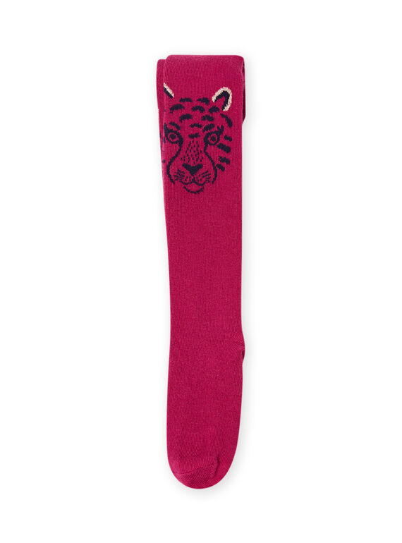 Rosa Strumpfhose mit Tigermuster Kind Mädchen MYATUCOL2 / 21WI01K1COLD312