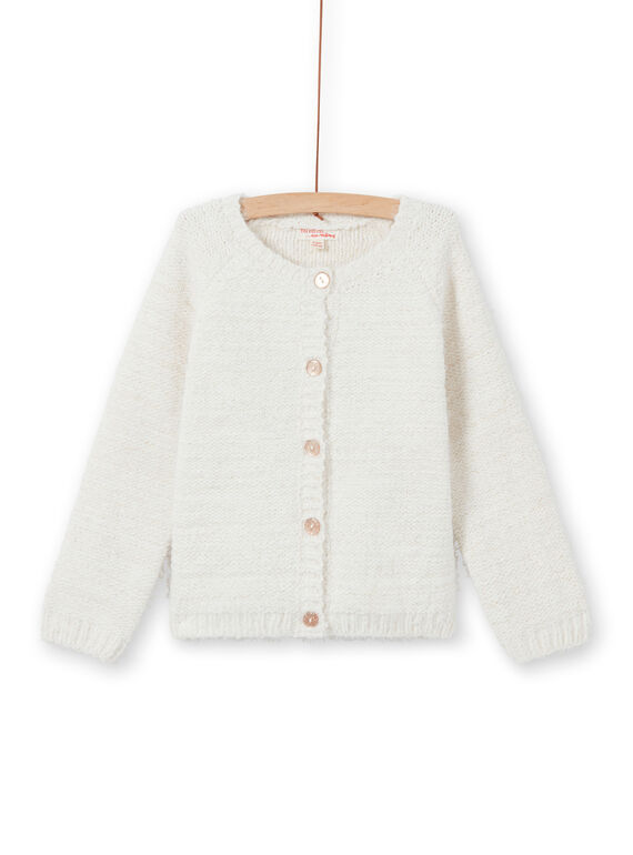 Chenille-Strickjacke für Mädchen in Ecru MAYJOCAR4 / 21W90117CAR001