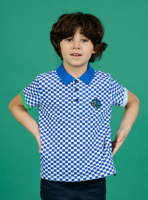 Blau kariertes Poloshirt Kind Junge NOGAPOL / 22S902O1POL000