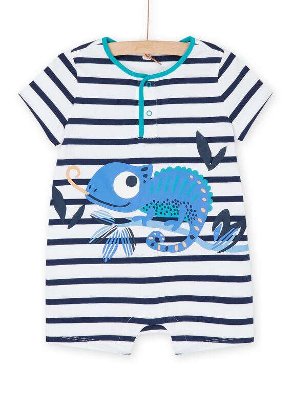 Weißer und marineblauer Overall mit Streifenmuster RUPLACOM1 / 23SG10P1CBL000