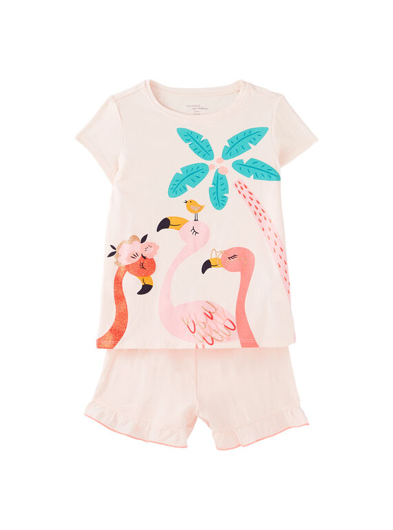 Blassrosa Kinder-Kurzpyjama für Mädchen JEFAPYJ2 / 20SH11U2PYJD328