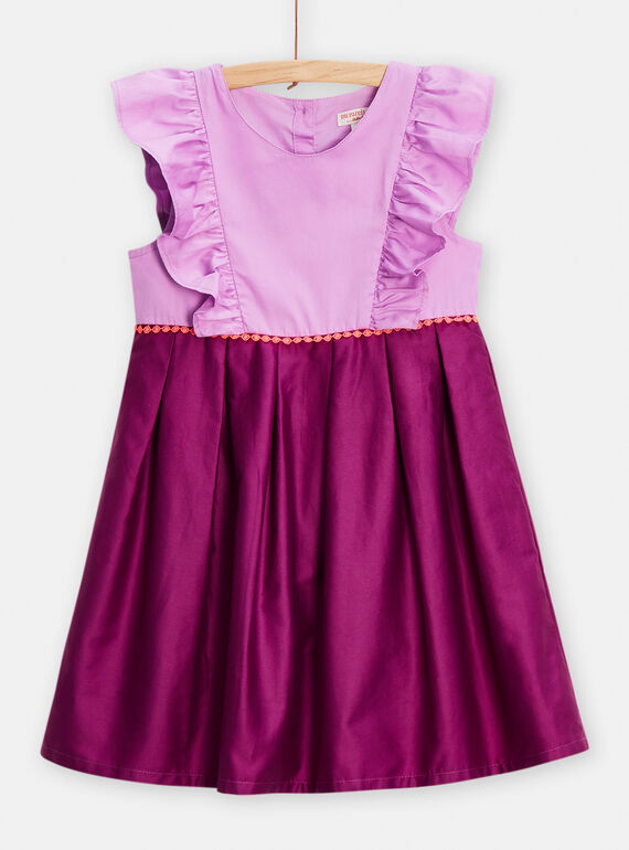 Zweifarbiges violettes Kleid für Mädchen TAPAROB4 / 24S90123ROB326