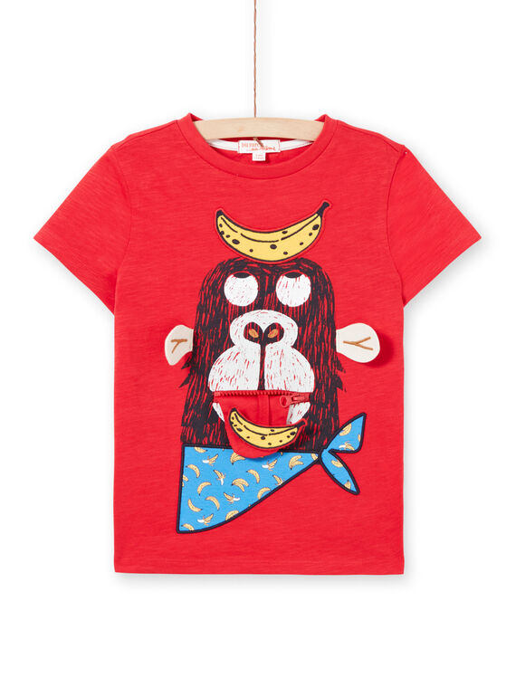 Rotes und gelbes T-Shirt für Jungen LOVITI3 / 21S902U3TMC505