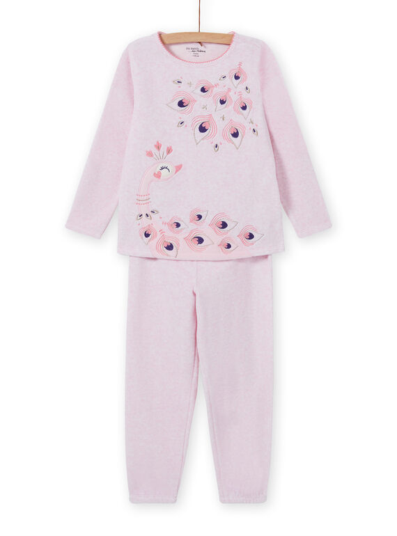 Rosa Pyjama-Set mit Pfauenmotiv, Baby Mädchen MEFAPYJPEA / 21WH1132PYJD314