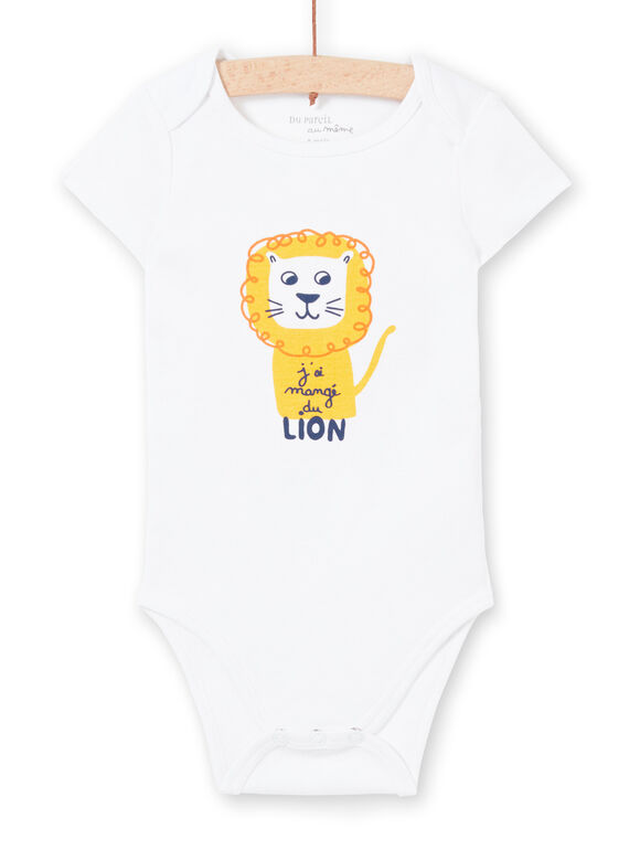 Baby Boy's weißer Löwe Druck kurze Ärmel Bodysuit MEGABODLIO / 21WH14B4BDL000